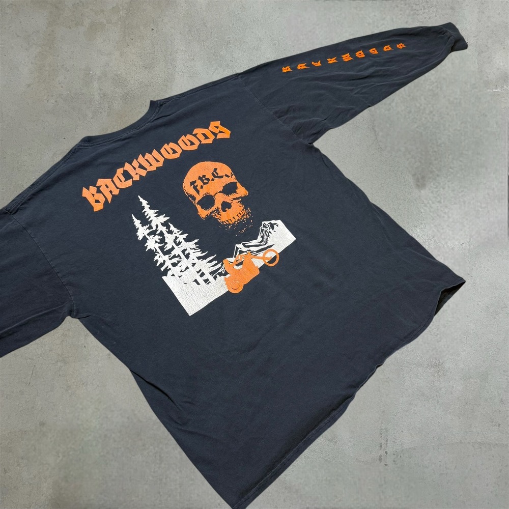 Y2K Backwoods FBC Long Sleeve Shirt Mens XL Black Skull Biker Graphic Tee